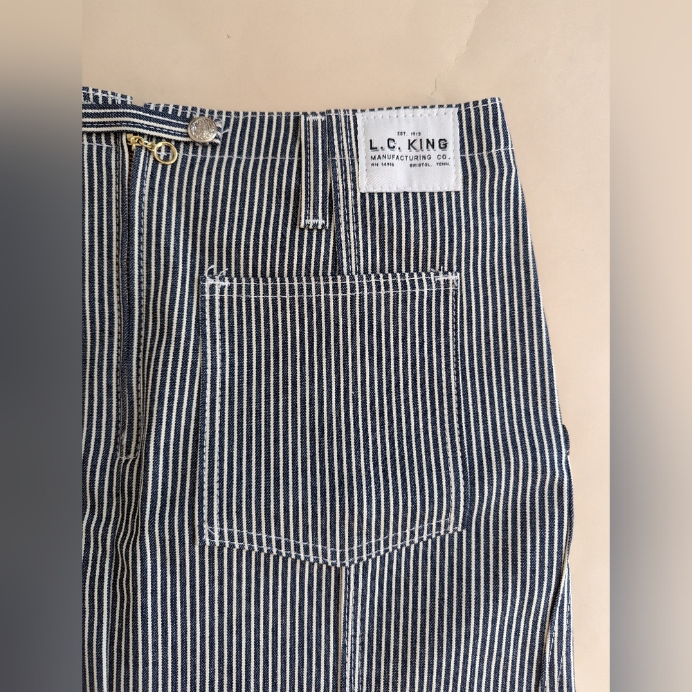 L.C. King Hickory Stripe Denim with Indigo Trim Skirt Size 30 - Picture 4 of 12